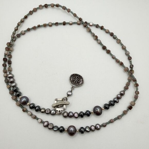 33" SILPADA N1784 Sterling Silver, Hematite, pearl, glass seed bead necklace! - Picture 4 of 13